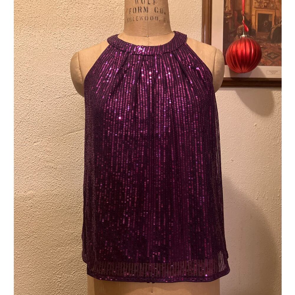 Grace Karin Sleeveless Sequin Halter Top Purple NWT Size S - Picture 3 of 9